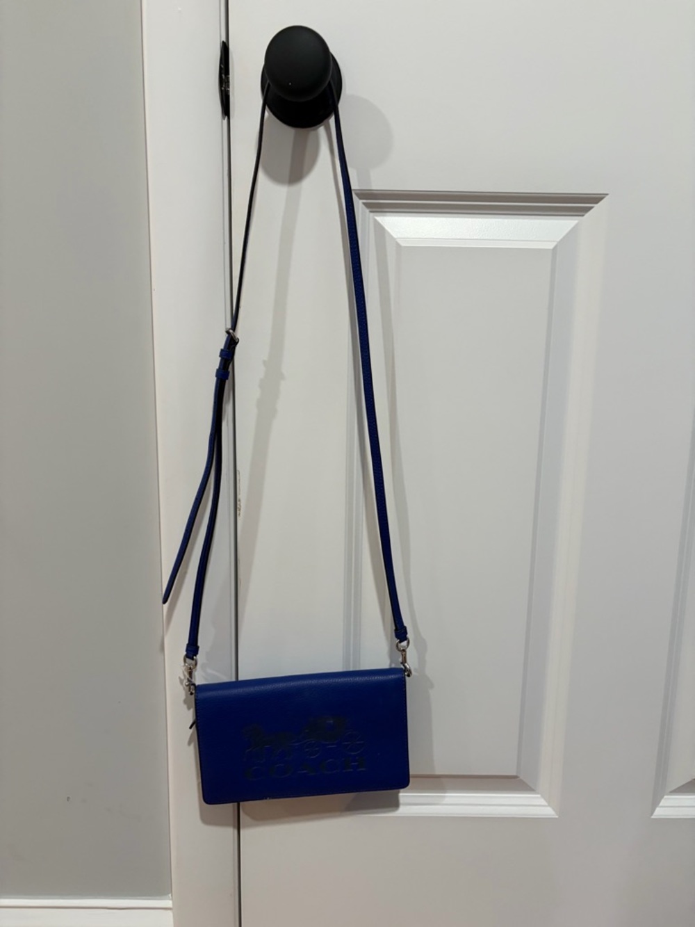 Coach Cobalt Blue Pebbled Leather Crossbody with Embossed Carriage - Picture 2 of 4